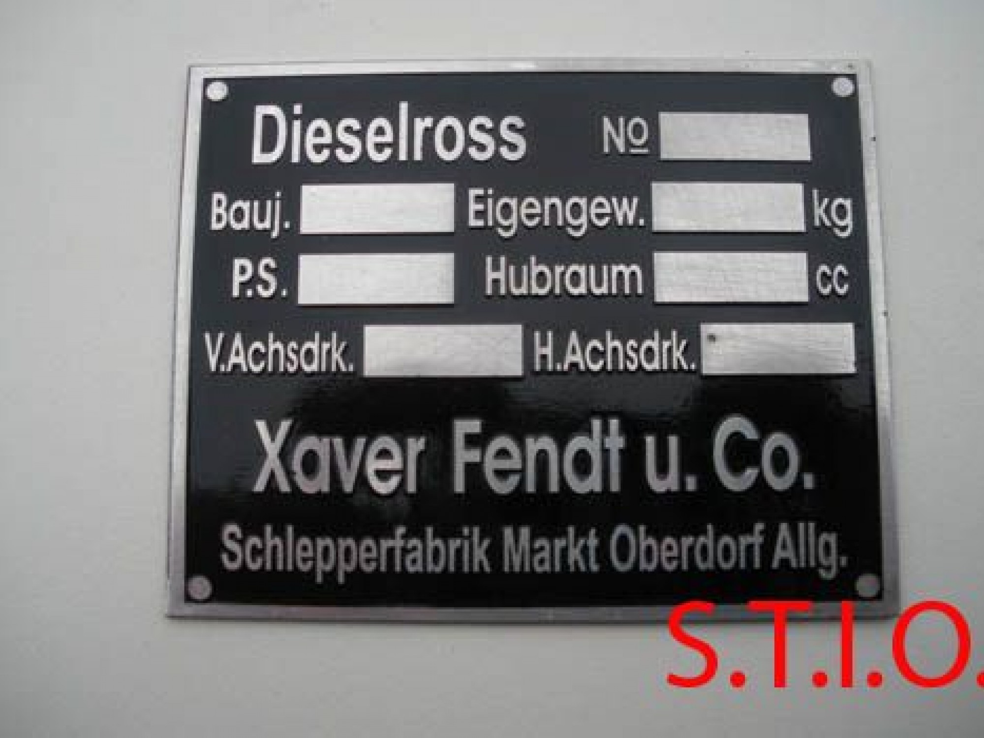 Dieselross typeplaat 92x80mm