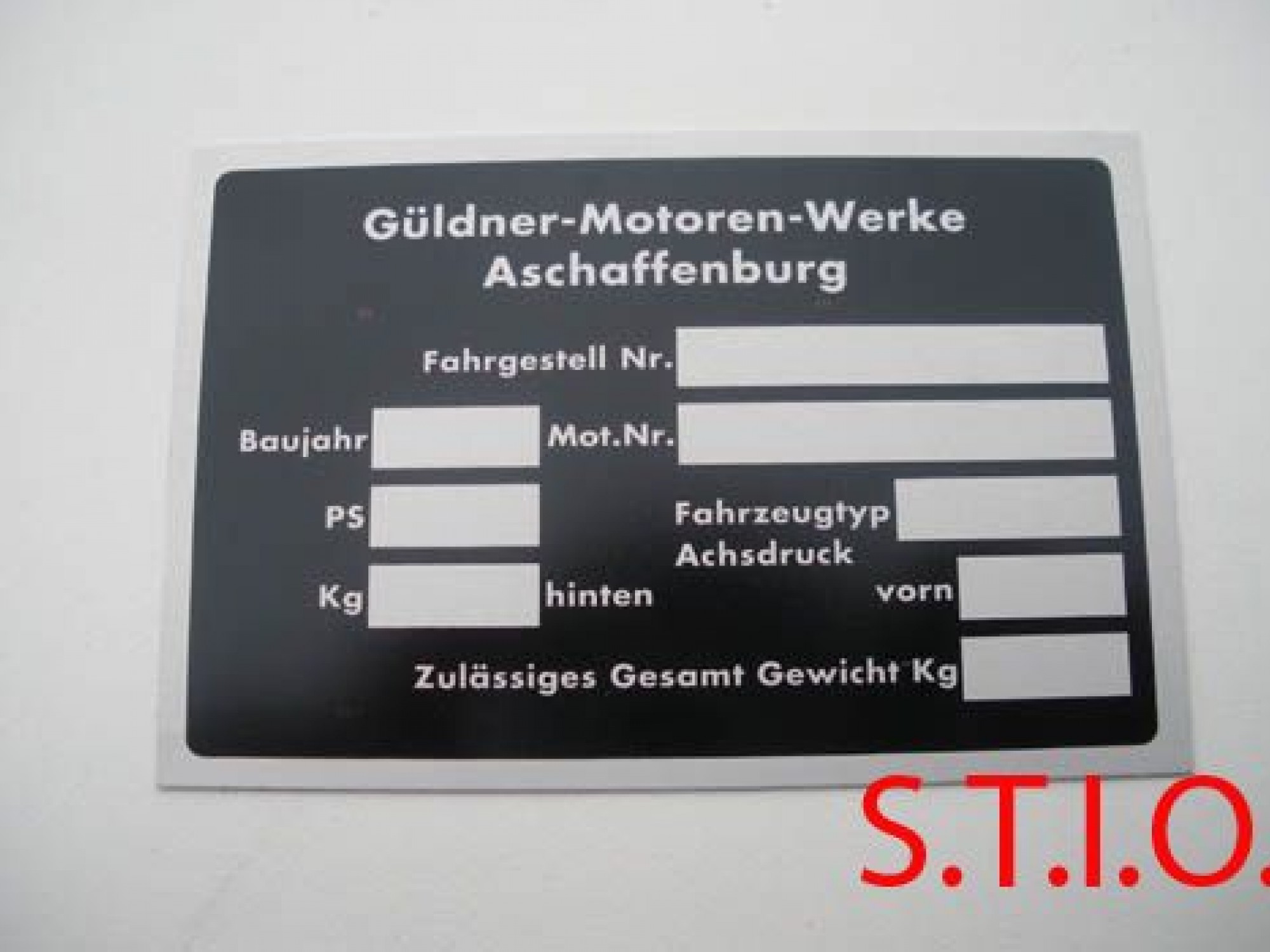 Guldner typeplaat