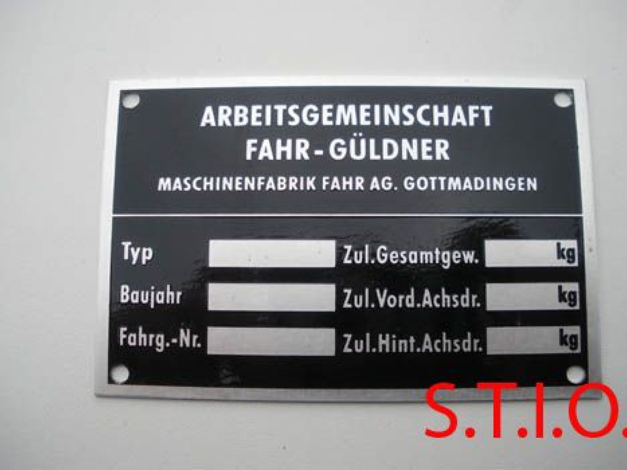 Fahr-Guldner typeplaat