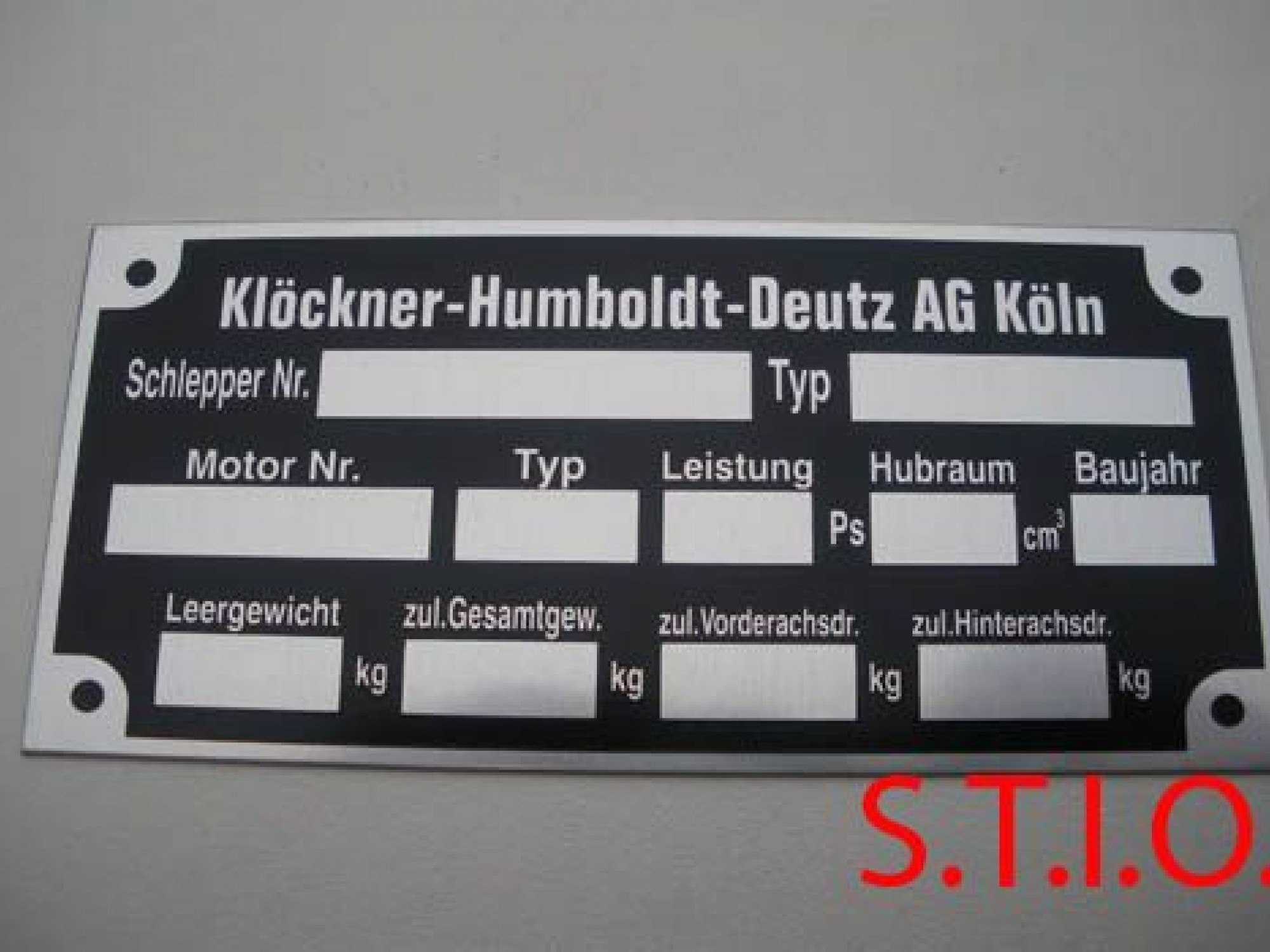 KHD typeplaat 105x50mm