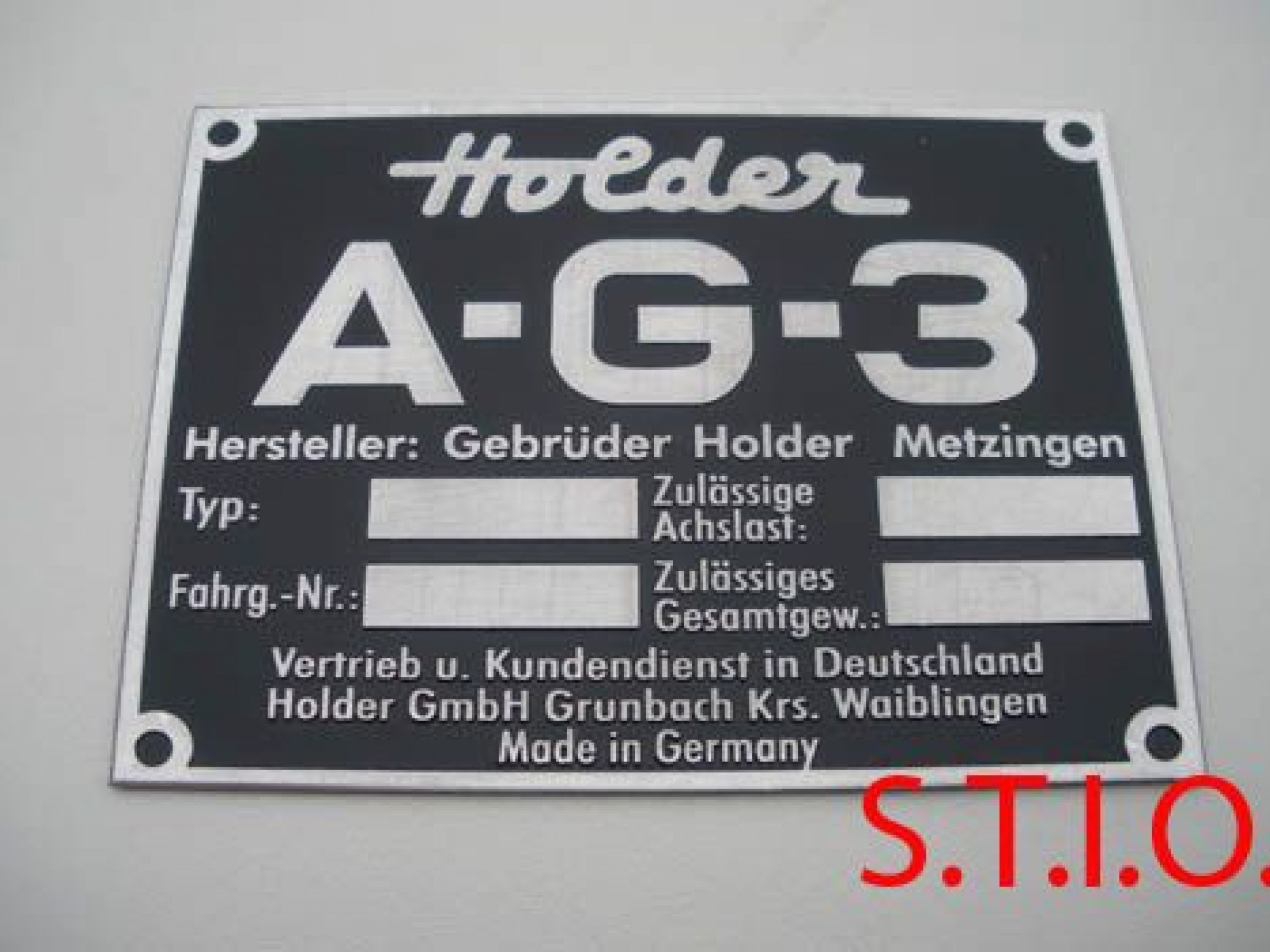 Holder 110x85mm typeplaat