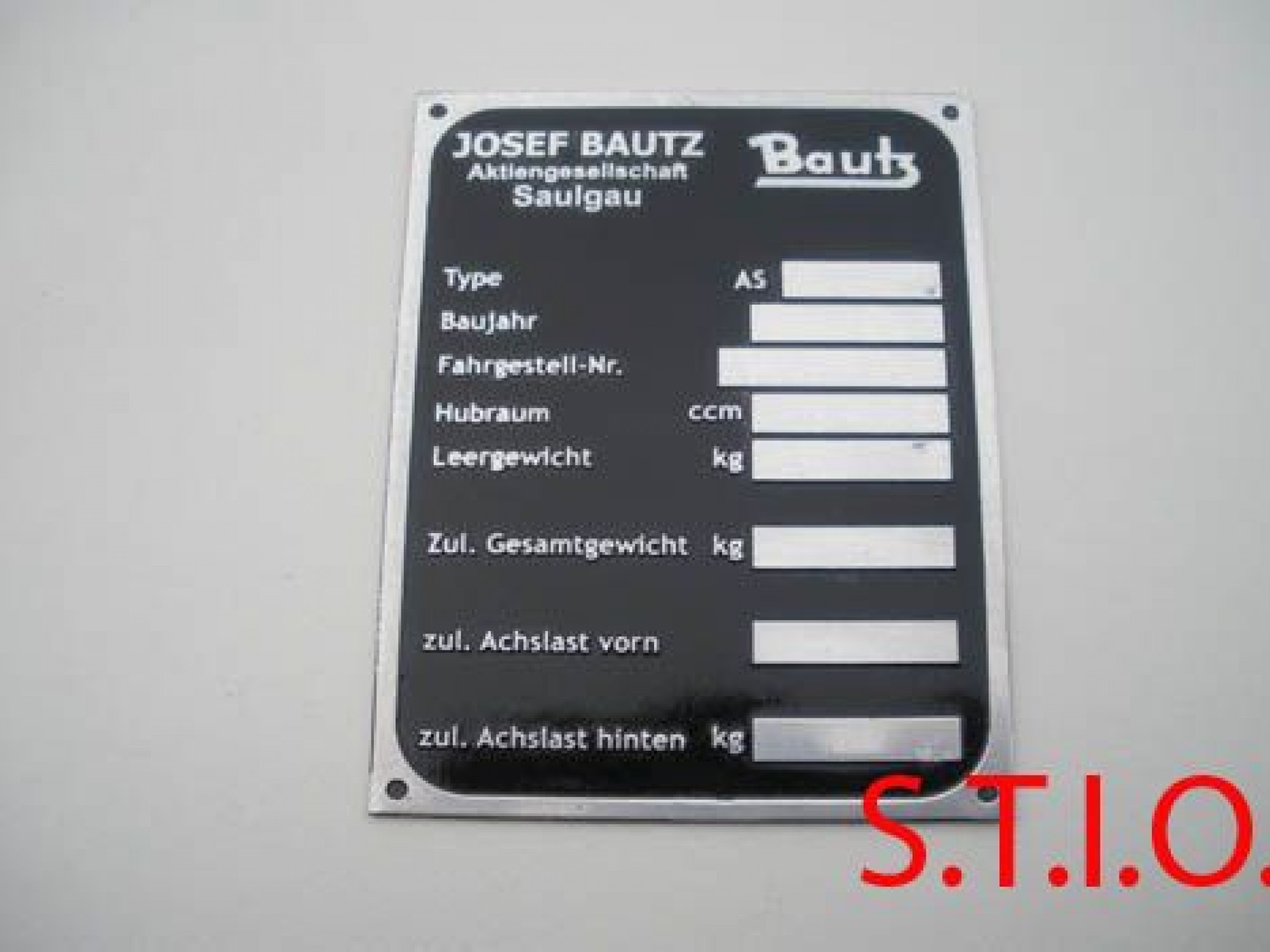 Bautz 100x74mm typeplaat