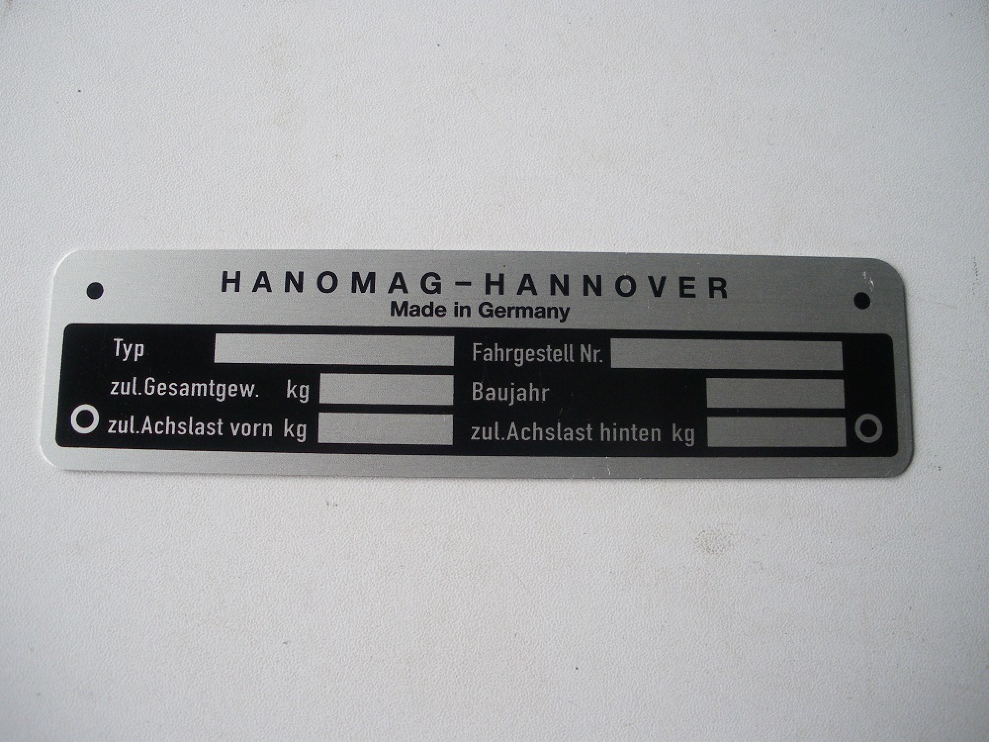 Hanomag typeplaat 150x40mm